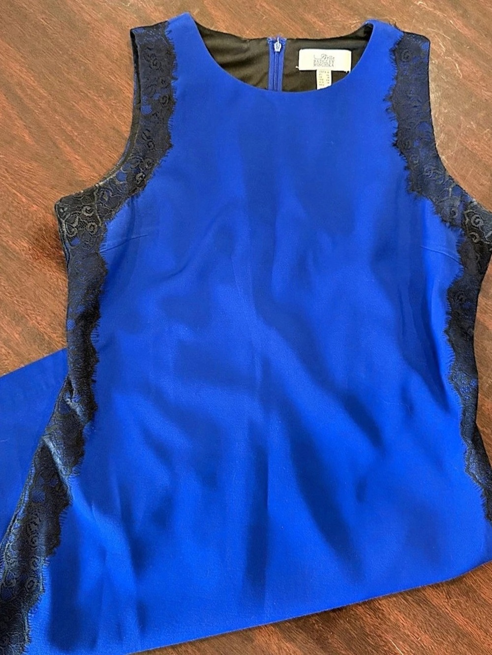 Adrianna Papell Blue Lace Panel Mini Dress Size 14